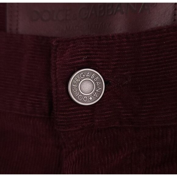Dolce & Gabbana 14 Stretch Corduroy Trousers Size 46 US 30 S Mens Burgundy $725 - Picture 4 of 13
